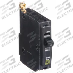 SQUARE D Miniature Circuit Breaker: 30 A, 120/240V AC, Single Phase, 22kA at 120/240V AC, 1 Poles (MPN QOB130VH). Key specifications — Phase: Single; Amps: 30 A; AC Voltage Rating: 120/240V AC; Max. AIR Rating: 22kA at 120/240V AC; For Use With: Square D NQOD Panelboards; Brand: SQUARE D.