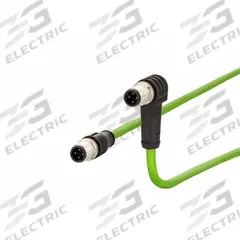 METZ CONNECT M12 Cable: Cat5/PROFINET, M12 Plug Male Straight x M12 plug Male Right Angle, 1 m Lg, D (MPN 142M1D19010). Key specifications — Brand: METZ CONNECT; Cable Jacket Color: Green; End 1 Coding: D; End 2 Coding: D; IP Rating: IPX7; Performance Category: Cat5; PROFINET.
