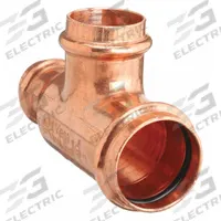 VIEGA PROPRESS Crimp Tee Fitting: Tee, 1 1/4 in CTS x 1 in CTS x 3/4 in CTS size, Dimple Center Stop (MPN 94762). Key specifications — Brand: VIEGA PROPRESS; Broad - Material for Bullet: Copper Or Bronze; Brand - Broad: VIEGA.