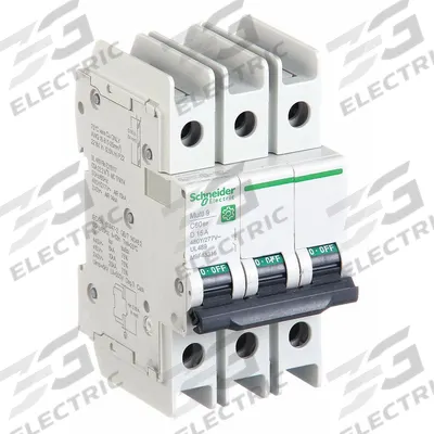 SCHNEIDER Miniature Circuit Breaker: 15 A Amps, 14kA at 120/240V AC, Screw Clamp - D-Curve, 3-Pole UL489 DIN Rail-Mount Miniature Circuit Breakers