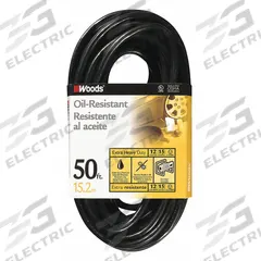 SOUTHWIRE Extension Cord: Outdoor Use, 50 ft Lg, Outlet, 5-15P, 12/3, SJTOW, Black, Single Connector (MPN 64816901). Key specifications — Brand: SOUTHWIRE; Temperature Rating: -58° to 221°F; NEMA Plug Configuration: 5-15P.