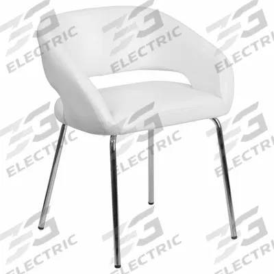 FLASH FURNITURE Barrel Chair: White, Gray, 4 Casters/Glides, 23 1/2 in Overall Wd - Guest & Side Chairs