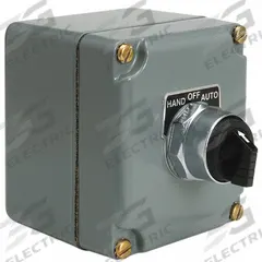 SCHNEIDER Selector Switch Control Station: Selector Switch, 0 Pilot Lights, 1NO/1NC, Hand/Off/Auto (MPN 9001KYK111). Key specifications — attr1022971: SCHNEIDER; attr1022986: Hand/Off/Auto; attr1022996: Black; attr1042424: Oil- & Dust-Tight; attr1089902: (1) Selector Switch.