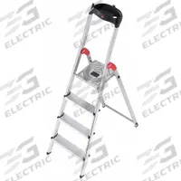 HAILO Platform Stepladder: 5 ft Ladder Size, Aluminum, 330 lb Load Capacity, 13 lb Wt (MPN 9204010008). Key specifications — Brand: HAILO; Included Features: Plastic Top with Storage.