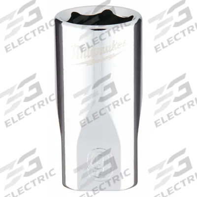 MILWAUKEE Standard Socket: Metric, 1/4 in Drive Size, 9 mm Socket Size, 6-Point, Std - Anti-Roll Hand Sockets