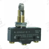 OMRON Snap Action Switch: Plunger Actuator, 1NO/1NC, Screw (MPN A-20GQ21-B). Key specifications — AC Contact Rating: 20 A @ 480 V; Electrical Connection: Screw; Series: A; Brand: OMRON.
