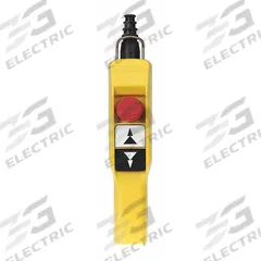 SCHNEIDER ELECTRIC Pendant Control Station: (2) Push Buttons/Emergency Stop, 2NO/1NC, Emergency Stop (MPN XACA2073). Key specifications — AC Contact Rating: 3 A @ 250 V; Action: Maintained/Momentary/Momentary; DC Contact Rating: 0.1 A @ 600 V; Enclosure Material: Plastic; Hub Style: Dead-End; Legend: Emergency Stop; Operator Configuration: (2) Push Buttons/Emergency Stop; Brand: SCHNEIDER.
