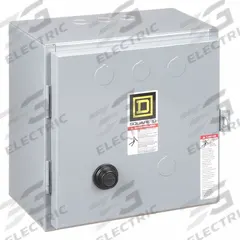 SQUARE D Magnetic Motor Starter: Reversing, 3 Poles, NEMA Size 1, 27 A, 120V AC Coil (MPN 8736SCG8V02S). Key specifications — Brand: SQUARE D; Coil Voltage: 110/120V AC; Phase: Three; Operator: None; Terminal Connection Type: Screw Clamp Terminals; Includes Pilot Light: No; Operator Controls: None; Auxiliary Contacts Included: No Auxiliary Contacts Included.