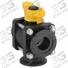 BANJO Manual Three-Way Ball Valve: 2 in, Polypropylene, L Flow, 225 psi Max. Pressure (CWP), Tee (MPN MV200BL). Key specifications — Brand: BANJO; Handle: Tee.