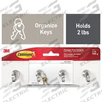 COMMAND Key Rack: 2 lb Wt Capacity, 1 Points per Hook, Quartz, 2 1/8 in Overall Ht, 8 in Overall Wd (MPN HOM-18Q-ESF). Key specifications — Brand: COMMAND; Color: Quartz.