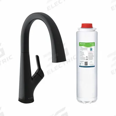 ELKAY Faucet: Brass, Single-Post, Deck, 1 Mounting Holes, 1.5 gpm Flow Rate, Matte Black - Single-Post Kitchen Faucets