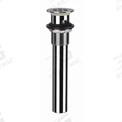 DELTA FAUCET COMPANY Drain Assembly: Brass, Chrome, 8 in Overall Ht - Sink Drains with Flat Strainer