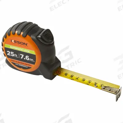 KESON Tape Measure: Nonmagnetic Single Hook Tip, 25 ft / 7.5 m - Inch & Metric Tape Measures