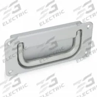 JW WINCO Recessed Folding Pull Handle: Unthreaded Holes, Stainless Steel, Silver, Bridge, 0.39 in (MPN 425.8-100-NI-SR-B). Key specifications — Mounting Type: Unthreaded Holes; Brand: JW WINCO; Color: Silver; Finish: Powder Coated; Material Family: Stainless Steel.