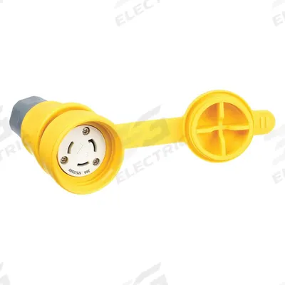 HUBBELL Locking Connector: Non-NEMA, Yellow, 125/250V AC, 30 A Current Rating, 3 Poles - Watertight Connectors