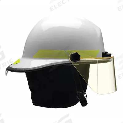 BULLARD Fire Helmet: White, Modern Rear Brim, Chin Strap