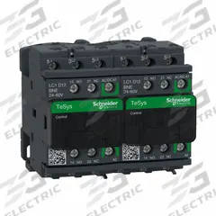 SCHNEIDER IEC Magnetic Contactor: Reversing, 3 Poles, 3NO Contacts, 12 A, 24V AC/48V AC Coil (MPN LC2D12BNE). Key specifications — Brand: SCHNEIDER; Integrated Surge Suppression: No; Nominal Coil Voltage @ 60Hz: 48V AC.