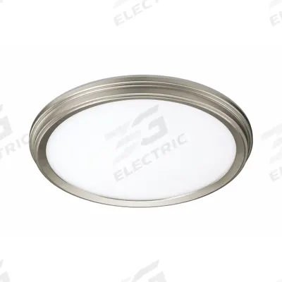 LED Flush Mount: 11 in Dia, Brushed Nickel, 1 3/4 in Ht, 900 lm, 3000K/4000K/5000K - Standard Round Surface-Mount Downlights