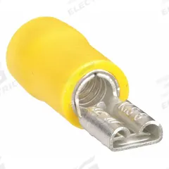 GRAINGER Wire Disconnect: Female Socket, Yellow, Vinyl, Partial Coverage, 12 AWG – 10 AWG Wire Size (MPN 24C907). Key specifications — attr1307035: GRAINGER; attr1307036: 24C907.