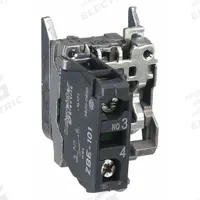 SCHNEIDER Contact Block: 22 mm Panel Mounting Size, 1NO, Momentary, ZB4 Series (MPN ZB4BZ101). Key specifications — Switch Action: Momentary; Terminal Connection Type: Screw Clamp Terminals; Brand: SCHNEIDER; Compatible with Series: ZB4.