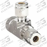 PARKER Compression Tee Fitting: 1/4 in OD x 1/4 in Pipe x 1/4 in OD Fitting Size, Stainless Steel (MPN 4FRT4N-316). Key specifications — Compatible Fitting Brands: Parker A-LOK; Brand: PARKER.