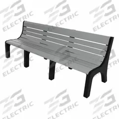 ULTRASITE Outdoor Bench: Newport, 96 in Overall Lg, 33 3/8 in Overall Ht, Gray, Black, Plank Surface (MPN PB 8GRANEW). Key specifications — Manufacturer Part Number: PB 8GRANEW; Brand: ULTRASITE; Frame Color: Black; Product Type: Outdoor Bench; Seat Color: Gray; Series: Newport.