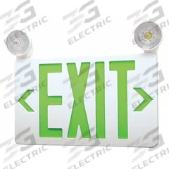 Exit Sign with Emergency Lights: White, 1 or 2 Faces, Green, LED, Ceiling/Wall, Nickel Cadmium (MPN 40CP87). Key specifications — Voltage: 120/277V AC; Self Diagnostics: No; Housing Color: White; Brand: APPROVED VENDOR; Directional Indicators: Universal Field Selectable Chevrons; Lighting Technology: LED; Remote Capable: No; Text Color: Green.