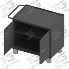 DURHAM MFG Mobile Cabinet Workbench: 36 in x 24 in, Steel, 1,200 lb Overall Load Capacity, Gray (MPN 3113-95). Key specifications — Included Components: Handle on Side; Assembly: Fully Assembled; Brand: DURHAM MFG.
