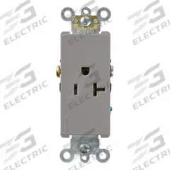 LEVITON Plugs and Receptacles: Single, 5-20, Gray, 125V AC, 20 A, 2 Pole / 3 Wire (MPN 16341-GY)
