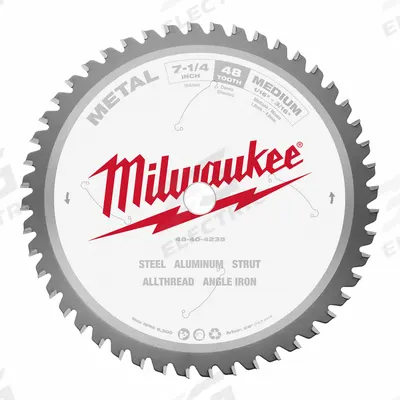 MILWAUKEE Circular Saw Blade: 7 1/4 in Blade Dia., 48 Teeth, 0.07 in Cut Wd - Steel & General Metal-Cutting Blades