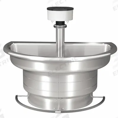 BRADLEY Wash Fountain: Silver, Stainless Steel, Semi-Circular, 54 in Overall Wd - Foot-Operated Push Bar Wash Fountains