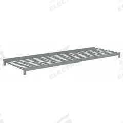 TENNSCO Shelf: 42 in x 18 in, 550 lb Load Capacity, Steel, 5 ga Decking, Gray, Shelf (MPN ZAES-4218W). Key specifications — Decking Material: Steel; Includes: (2) Beams; Decking Finish: Zinc Plated; Shelf Configuration: Single Straight; Color: Gray; Frame Material: Steel; Brand: TENNSCO; Frame Finish: Zinc Plated.