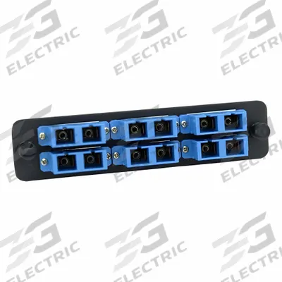 FIBERTRONICS Fiber Optic Adapter Plate: Single Mode, OS2, 12 Fiber Ports, SC, UPC, Duplex - Fiber Optic Adapter Plates