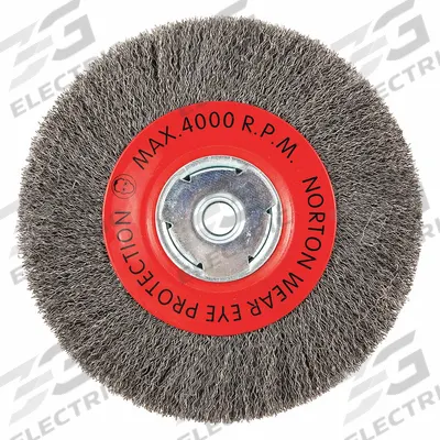 APPROVED VENDOR Wire Wheel Brush: Crimped Steel, 8 in Dia x 1 in Wd, 5/8 in Arbor - Light-Cleaning Brushes for Carbon Steel