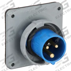 HUBBELL Pin and Sleeve Inlet: Blue, 250V AC, Single Phase, 20 A, 2 Pole, 3 Wire, IEC Grounding (MPN HBL320B6W). Key specifications — Brand: HUBBELL.
