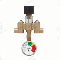 LEONARD VALVE Thermostatic Mixing Valve: For Hot Water/Water Media, Thermostatic, Brass, NBR, NPT (MPN EXL-300-LF). Key specifications — Includes: Dial Thermometer; Brand: LEONARD VALVE.
