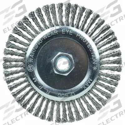 WEILER Stringer Bead Knot Wheel: Steel Stringer Bead, 6" Dia x 3/16" Wd, 5/8"-11 Arbor - Weld-Cleaning Brushes for Carbon Steel