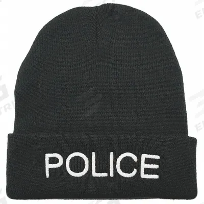 HEROS PRIDE Police Hat: Universal, Black with White Lettering - Beanie Hats