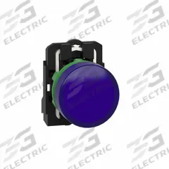 SCHNEIDER ELECTRIC Pilot Light: 22 mm Panel Mounting Size, Blue, LED, XB5 Series (MPN XB5AVB6). Key specifications — Series: XB5; Brand: SCHNEIDER; Includes Push-To-Test: No Push-To-Test Included.
