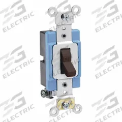 LEVITON Wall Switch: Toggle Switch, Single Pole, Maintained, Brown, 120/277V AC, 15 A (MPN 1201-2). Key specifications — Illuminated: No; Voltage Rating: 120/277V AC.