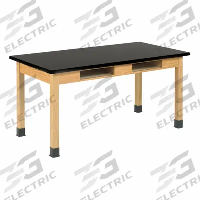 DIVERSIFIED SPACES Wooden Leg Tables with Compartments: 24 in Overall Wd, 30 in Overall Ht - Fixed-Height Laminate Surfaced Lab Tables