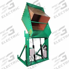 VALLEY CRAFT Hydraulic Box Dumper: 2,000 lb Max Load Capacity, 12 1/2 in Max Chute Reach, 460V AC (MPN F80193A3). Key specifications — Frame Material: Steel; Operating Voltage: 460V AC; Chute Material: Steel; Brand: VALLEY CRAFT; Controls: Pendant; Includes: Handheld Pendant with Magnetic Back.