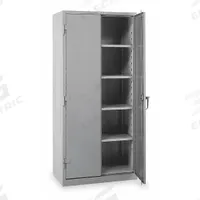 LYON Storage Cabinet: 36 in x 21 in x 64 in, Swing Handle & Padlock Hasp, 14 ga Panel Thick, Legs (MPN DD1112). Key specifications — attr62698: Gray; attr62736: Welded; attr87895: Legs; attr62693: Assembled; attr62737: Stationary; attr62694: Adjustable; attr62695: Powder Coated; attr62696: Steel.
