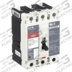 EATON Molded Case Circuit Breaker: 30 A Amps, 65kA at 600V AC, Fixed, ABC, Line/Load Lug, Std, HMCP (MPN HMCP030H1C). Key specifications — Series: HMCP; Max. AIR Rating: 65kA at 600V AC; Instantaneous Trip: Fixed; Phase Connection: ABC; Terminal Connection: Line/Load Lug; Frame Size: 250A/J.