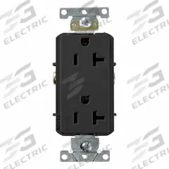 LEVITON Duplex Receptacle Outlet: Duplex, 5-20, Black, 125V AC, 20 A, 2 Pole / 3 Wire (MPN 16342-E)