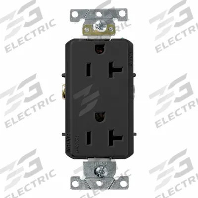 LEVITON Duplex Receptacle Outlet: Duplex, 5-20, Black, 125V AC, 20 A - General Purpose Receptacles