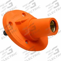 Single Pole Receptacle: Orange, Angled Taper Nose Mating, Threaded Stud Termination, 600V AC/600V DC (MPN 17R24-SO). Key specifications — Series: 17; Receptacle Gender: Female; Brand: LEVITON.