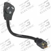 SOUTHWIRE Cord Adapter: 17 in Lg, 10 AWG, L14-30P Plug, TT-30R Receptacle, Black, 125V AC (MPN 65039201). Key specifications — Temperature Rating: -40° to 140°F; NEMA Plug Configuration: L14-30P; NEMA Receptacle Configuration: TT-30R; Brand: SOUTHWIRE.