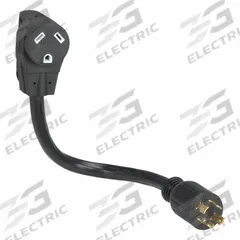 SOUTHWIRE Cord Adapter: 17 in Lg, 10 AWG, L14-30P Plug, TT-30R Receptacle, Black, 125V AC (MPN 65039201). Key specifications — Temperature Rating: -40° to 140°F; NEMA Plug Configuration: L14-30P; NEMA Receptacle Configuration: TT-30R; Brand: SOUTHWIRE.