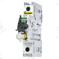 BUSSMANN Fuse Block: Finger-Safe, 1 Pole, 240 V AC, DIN Rail Mounting, Box Lug Termination (MPN CCP2-1-30M). Key specifications — Brand: BUSSMANN.